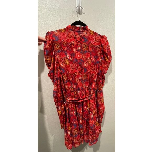 A. CALIN BY FLYING TOMATOE Red Ruffled Shoulder Mini Dress - Picture 10 of 10